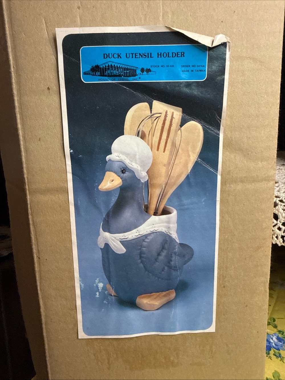 Duck Utensil Holder - Blue Ceramic Kitchen Organizer